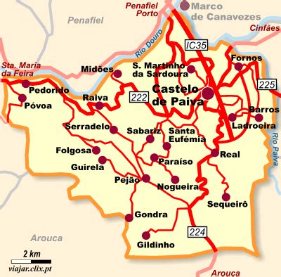 mapa de castelo de paiva