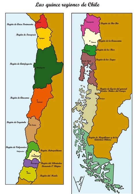 mapa de chile dividido por zonas