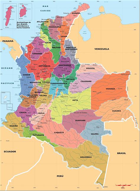 mapa de colombia y ciudades