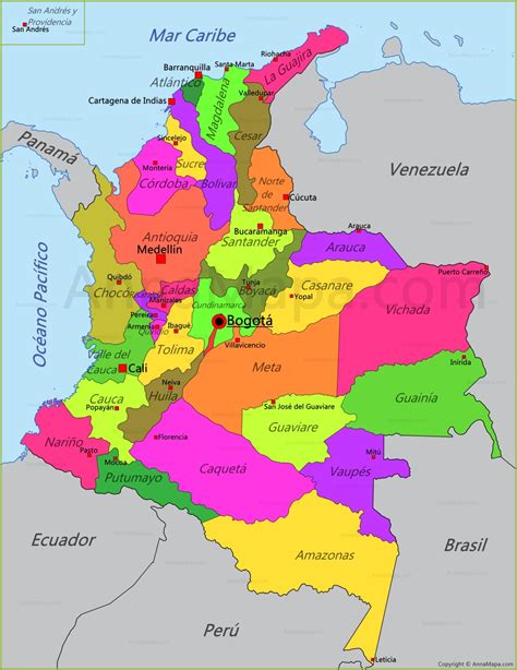 mapa de colombia y sus ciudades