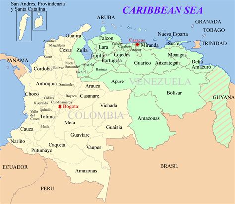 mapa de colombia y venezuela juntos