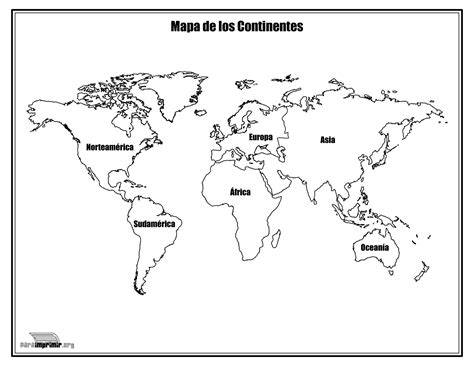 mapa de continentes para colorear