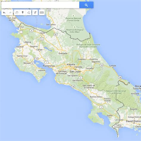 mapa de costa rica google maps