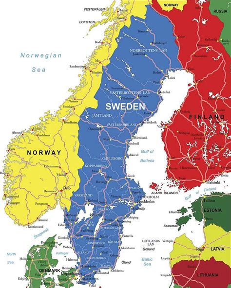 mapa de finlandia y suecia