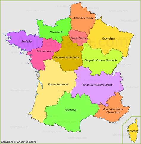 mapa de francia regiones