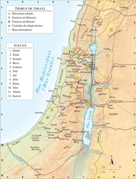 mapa de israel en el tiempo de los jueces