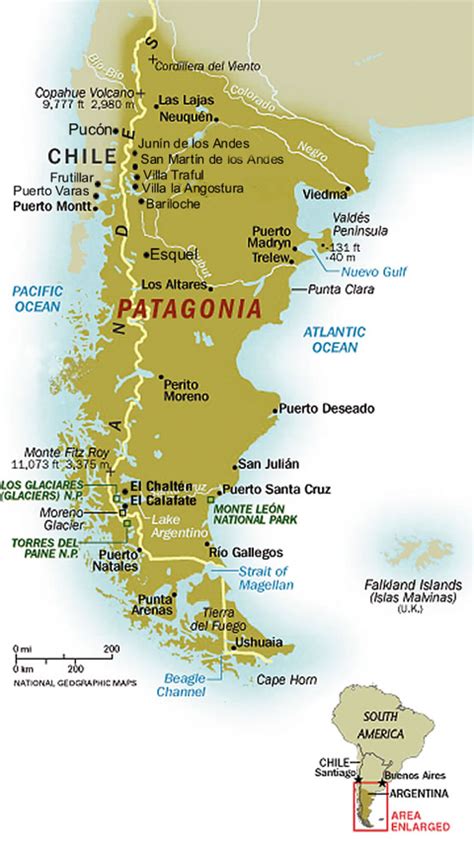 mapa de la patagonia argentina y chilena