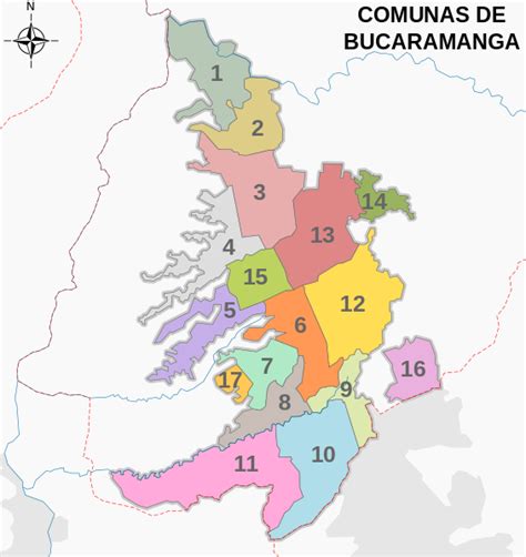 mapa de las comunas de bucaramanga