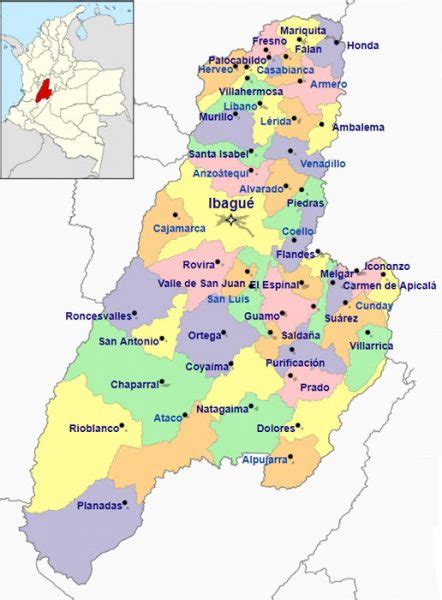mapa de los municipios del tolima