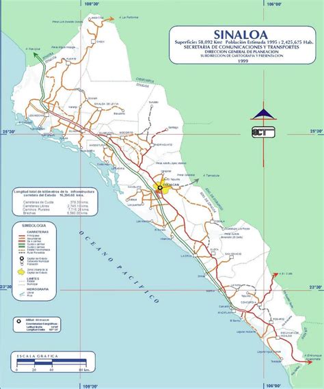 mapa de sinaloa con nombres y carreteras