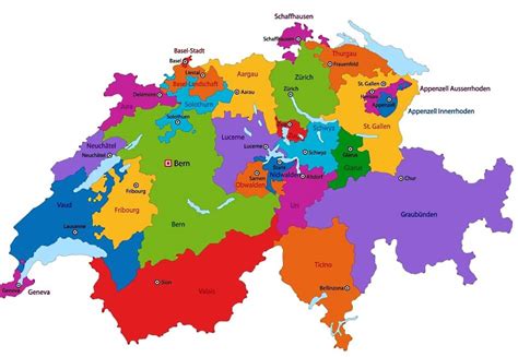 mapa de suiza y sus fronteras
