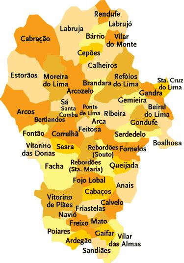 mapa do concelho de ponte de lima