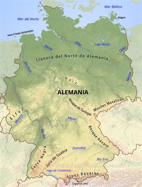mapa fisico de alemania