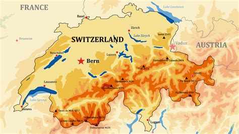 mapa fisico de suiza