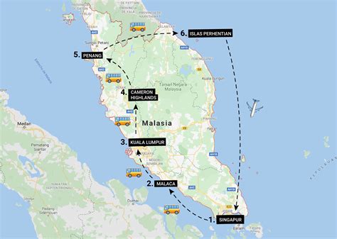 mapa malasia y singapur