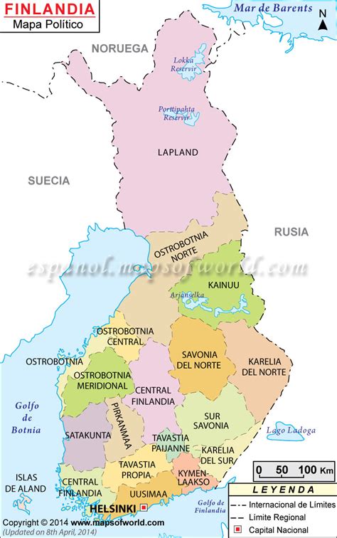 mapa politico de finlandia