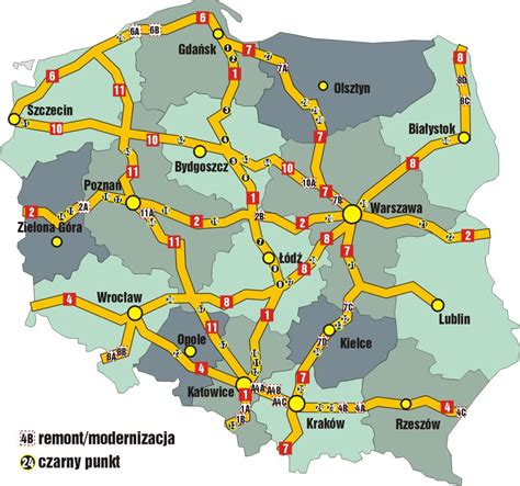 mapa polski drogi krajowe