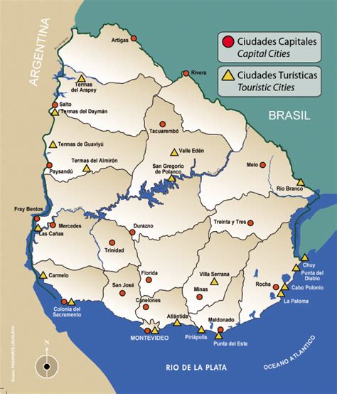 mapa turistico de uruguay