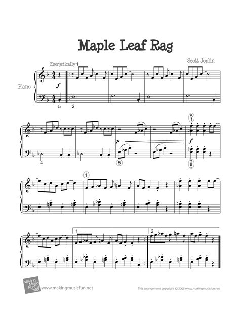 maple leaf rag sheet music piano