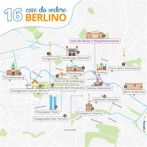 La mappa delle attrazioni turistiche di Berlino ricalcata