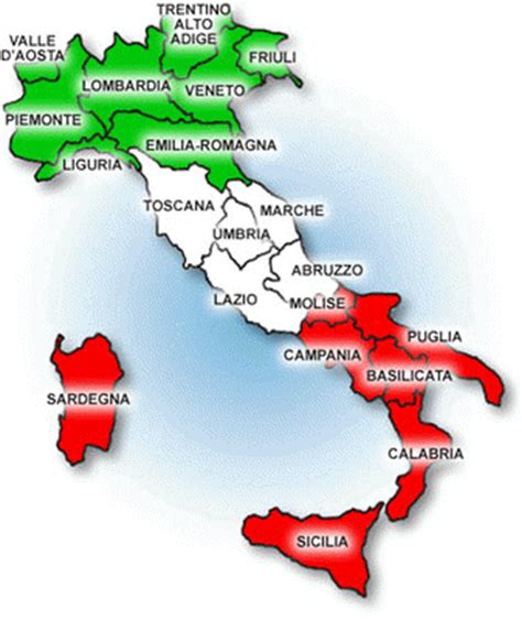 mappa italia nord sud
