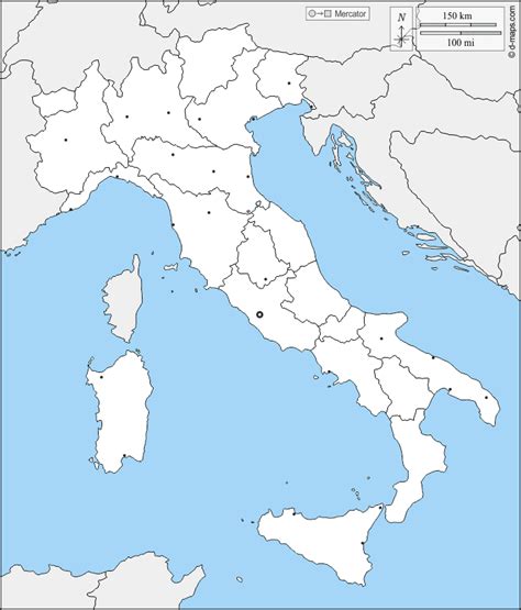 mappa italia regioni senza nomi