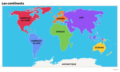 carte du monde avec les noms des continents et des océans 1782553