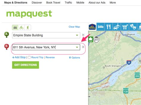 mapquest point a to b