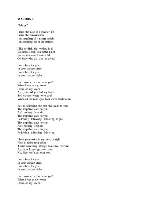 Maps Lyrics Maroon 5