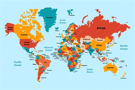 Carte Mondiale avec Pays du Monde » Vacances Arts Guides Voyages