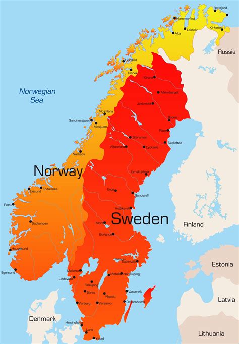 maps of sweden and norway