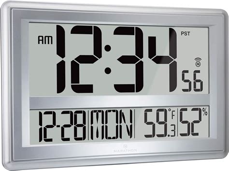 Marathon Jumbo Atomic Digital Wall Clock - Silver
