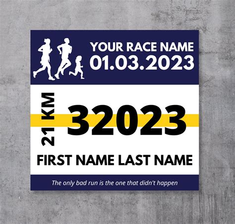 Marathon Running Number Printable