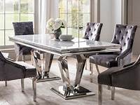 New Carrara Marble White Dining Table with Chrome Pedestal Steel Legs