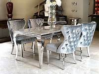 ARIANA 1.8M MARBLE DINING TABLE & 4 KNOCKER CHAIRS £1099/£50 DEPOSIT