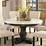 Prescott 54" Round White Marble Top Pedestal Dining Table in Salvage