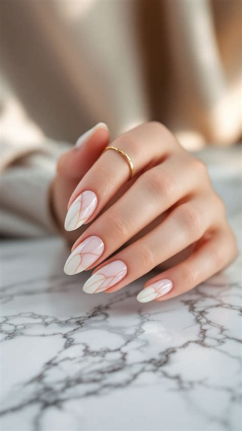 Marble Effect Almond Nails
