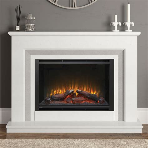marble electric fireplace suite