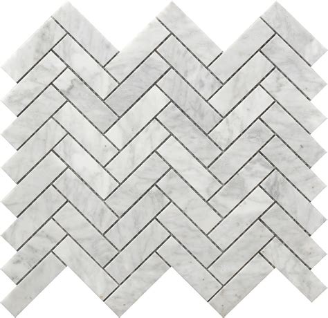 Marble Tiles In Herringbone Pattern
