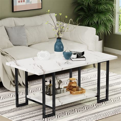 Marble Top Black Frame Coffee Table