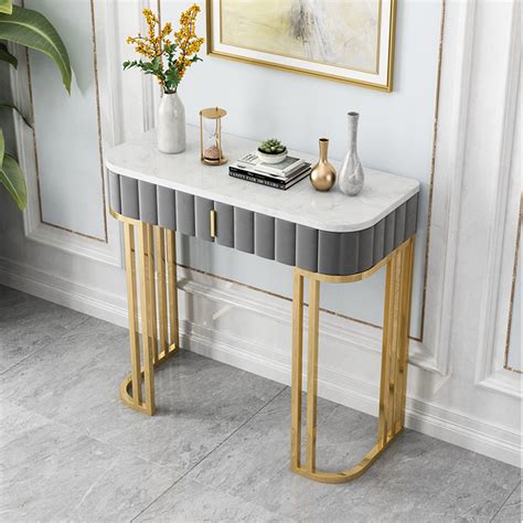 Marble Top Console Table Drawers