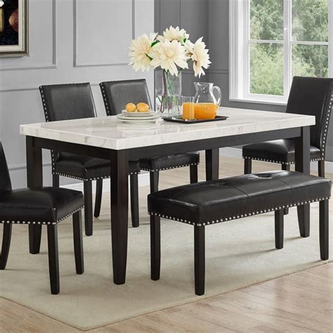 home.furnitureanddecorny.com:marble top dining table set w bench