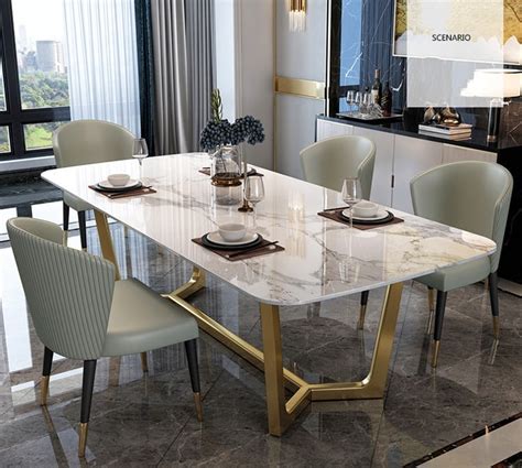 Marble Top Dining Table With Storage