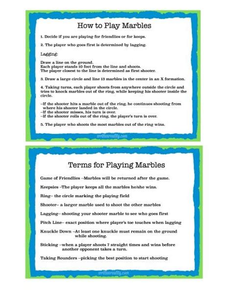 Marbles Game Terms