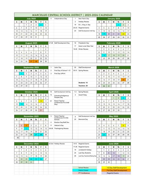 Marcellus Schools Calendar