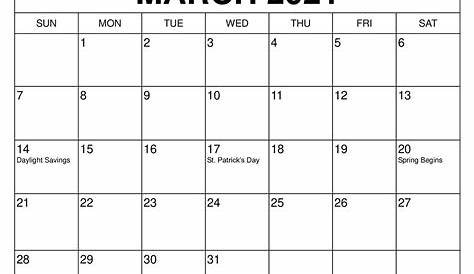 Free March 2021 Calendars | 2021 Blank Printable Templates