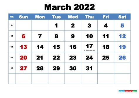 march 2022 calendar pdf
