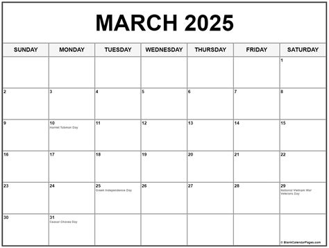 March 2025 Calendar Photo