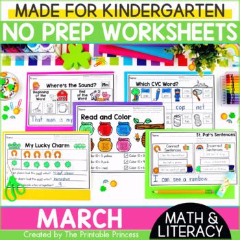 March Math Printable Kindergarten