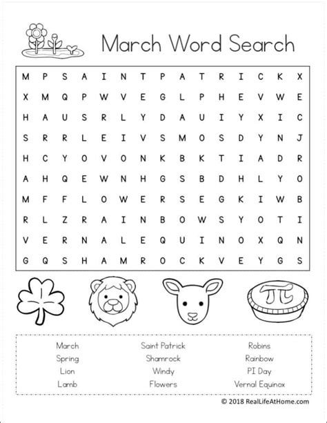 March Puzzle Printable For Students